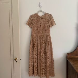 ASOS Design lace midi dress with ribbon tie